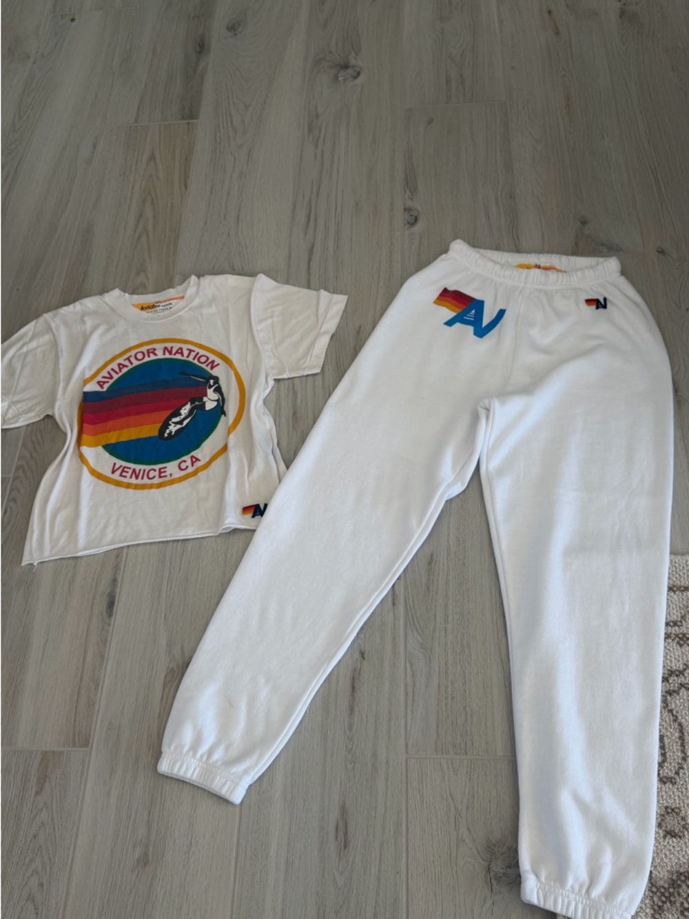 Aviator Nation women’s sweatpants and T-shirt Venice California set XS